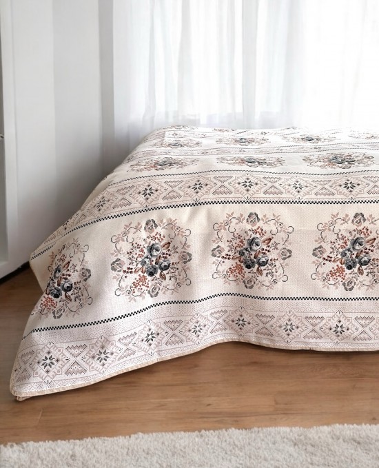 Alla Turca Tek Kişilik Kanaviçe Desenli Pike – Gri | 160x240 cm | %100 Pamuk Alla Turca Tek Kişilik Kanaviçe Desenli Pike – Gri | 160x240 cm | %100 Pamuk