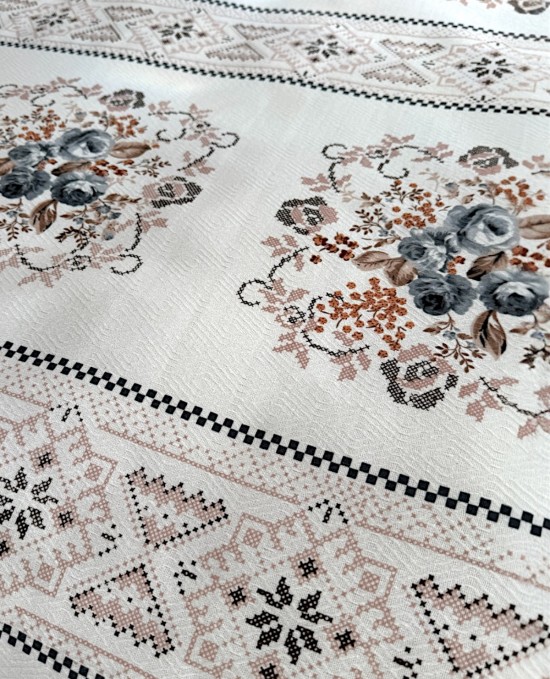 Alla Turca Tek Kişilik Kanaviçe Desenli Pike – Gri | 160x240 cm | %100 Pamuk Alla Turca Tek Kişilik Kanaviçe Desenli Pike – Gri | 160x240 cm | %100 Pamuk
