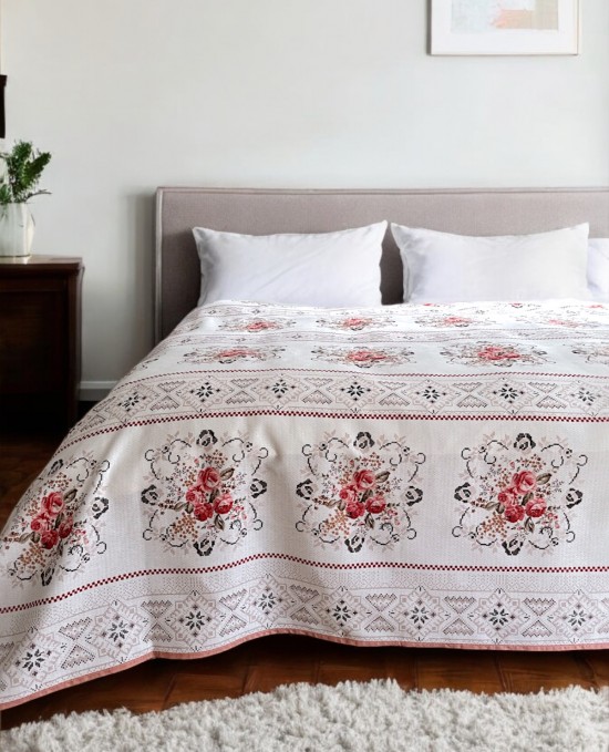 Alla Turca Çift Kişilik Kanaviçe Desenli Pike – Pudra | 200x240 cm | %100 Pamuk Alla Turca Çift Kişilik Kanaviçe Desenli Pike – Pudra | 200x240 cm | %100 Pamuk