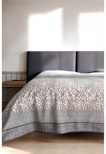 Alla Turca Çift Kişilik Modern Mozaik Desenli Pike – Gri | 200x240 cm | %100 Pamuk