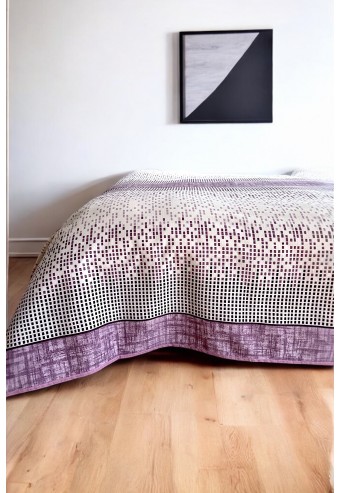 Alla Turca Çift Kişilik Modern Mozaik Desenli Pike – Lila | 200x240 cm | %100 Pamuk