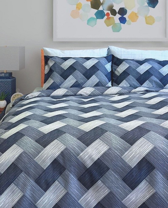 Çift Kişilik Ranforce Nevresim Takımı Düz Battal Çarşaflı Cross Açık Mavi