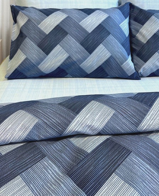 Çift Kişilik Ranforce Nevresim Takımı Düz Battal Çarşaflı Cross Açık Mavi