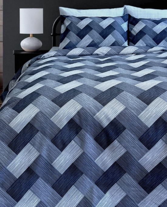 Çift Kişilik Ranforce Nevresim Takımı Düz Battal Çarşaflı Cross Açık Mavi